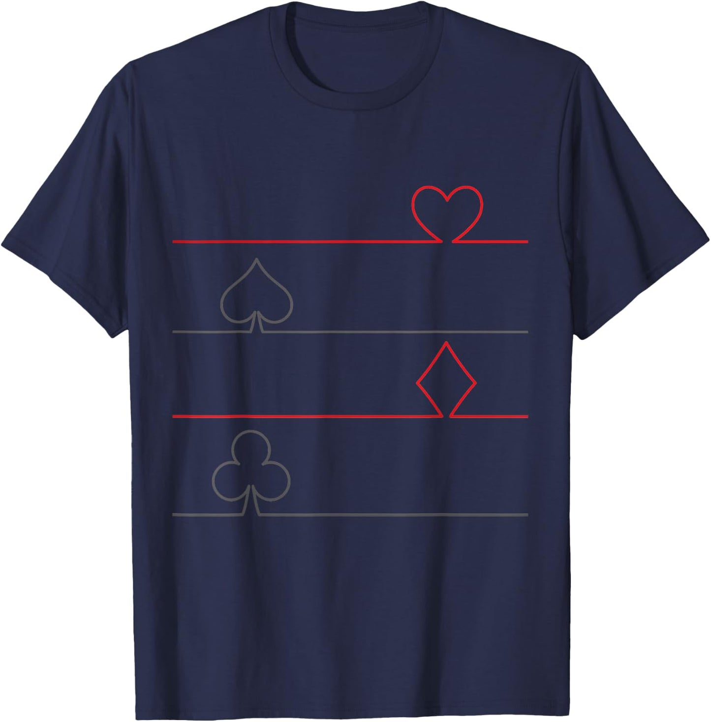 Playing Cards Design Funny Apparel Spade Clubs Hearts T-Shirt - T-Shirt | Navy