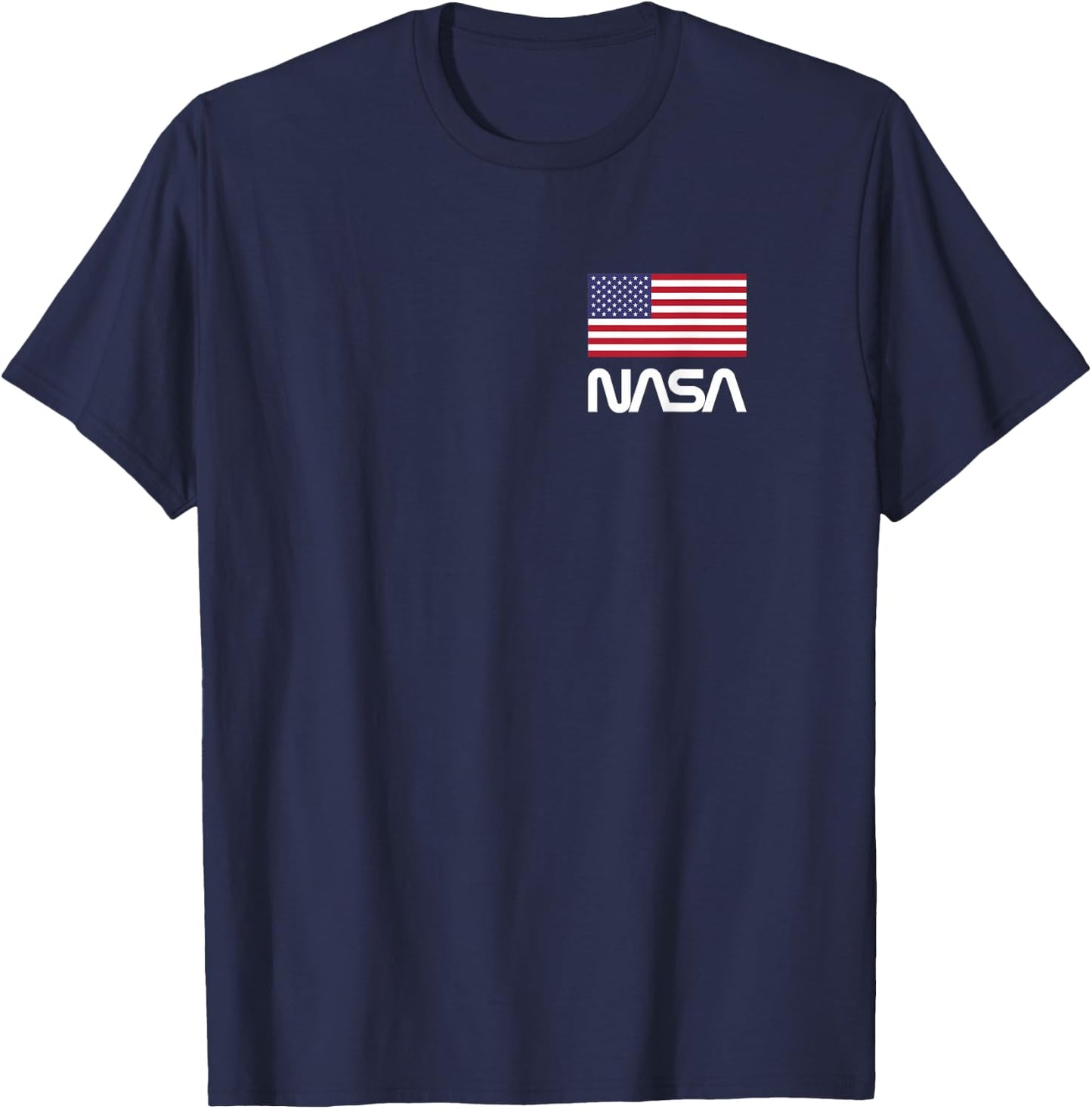 NASA Retro Logo T Shirt with American Flag T-Shirt - T-Shirt | Navy