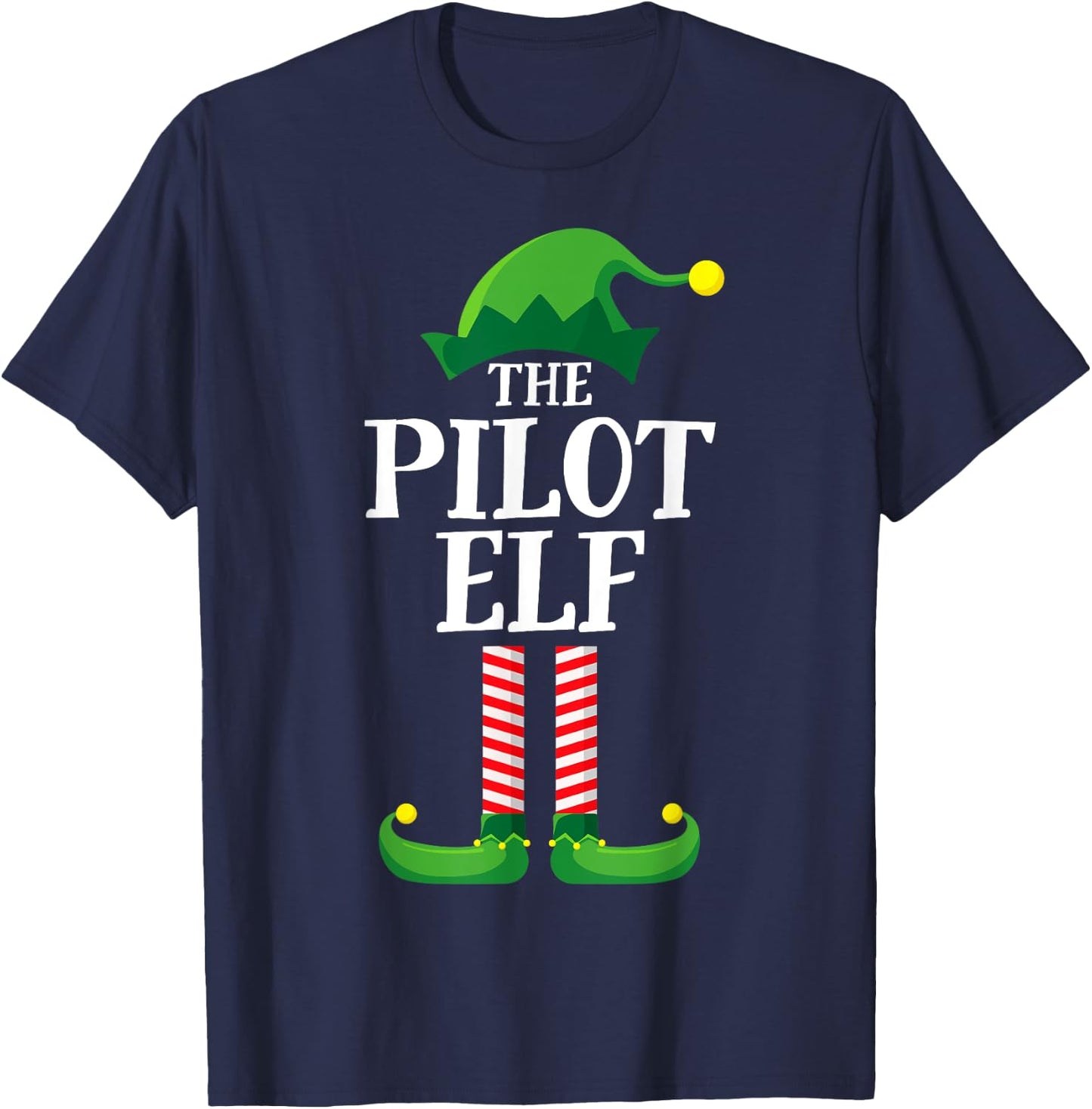 Pilot Elf Matching Family Group Christmas Party Pyjamas T-Shirt - T-Shirt | Navy