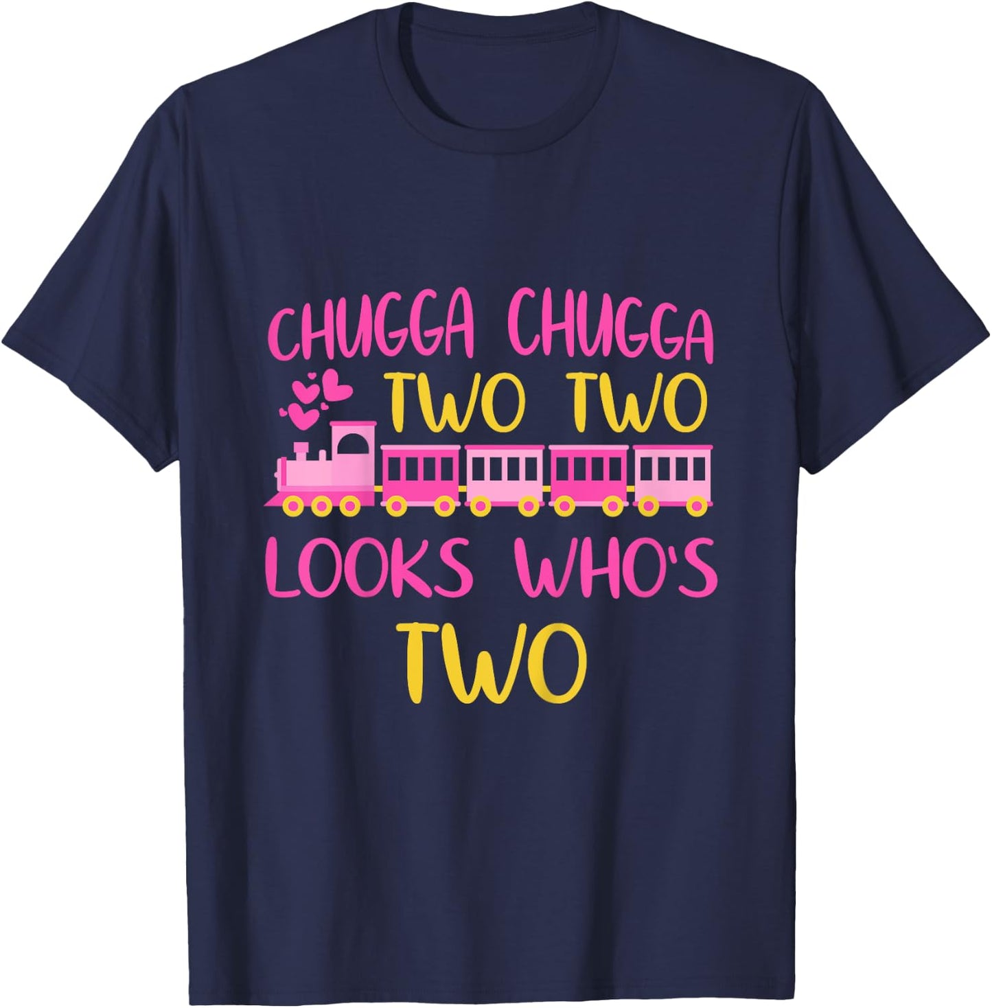 Chugga Chugga Two Two Kids Birthday Shirt Train Birthday T-Shirt - T-Shirt | Navy