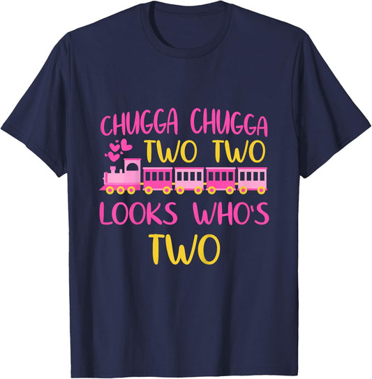 Chugga Chugga Two Two Kids Birthday Shirt Train Birthday T-Shirt - T-Shirt | Navy