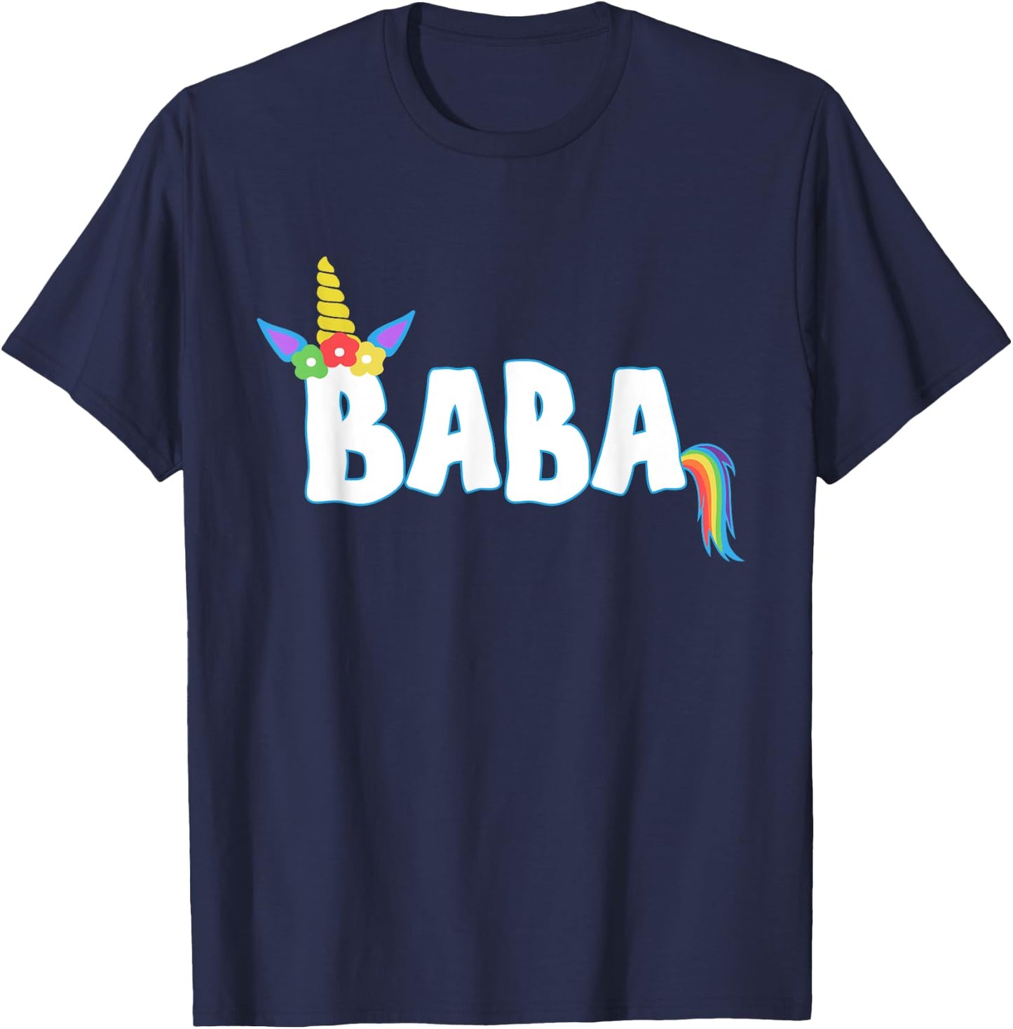 Unicorn Birthday Girl Shirt Funny BABA Grandpa Dad Gift T-Shirt - T-Shirt | Navy