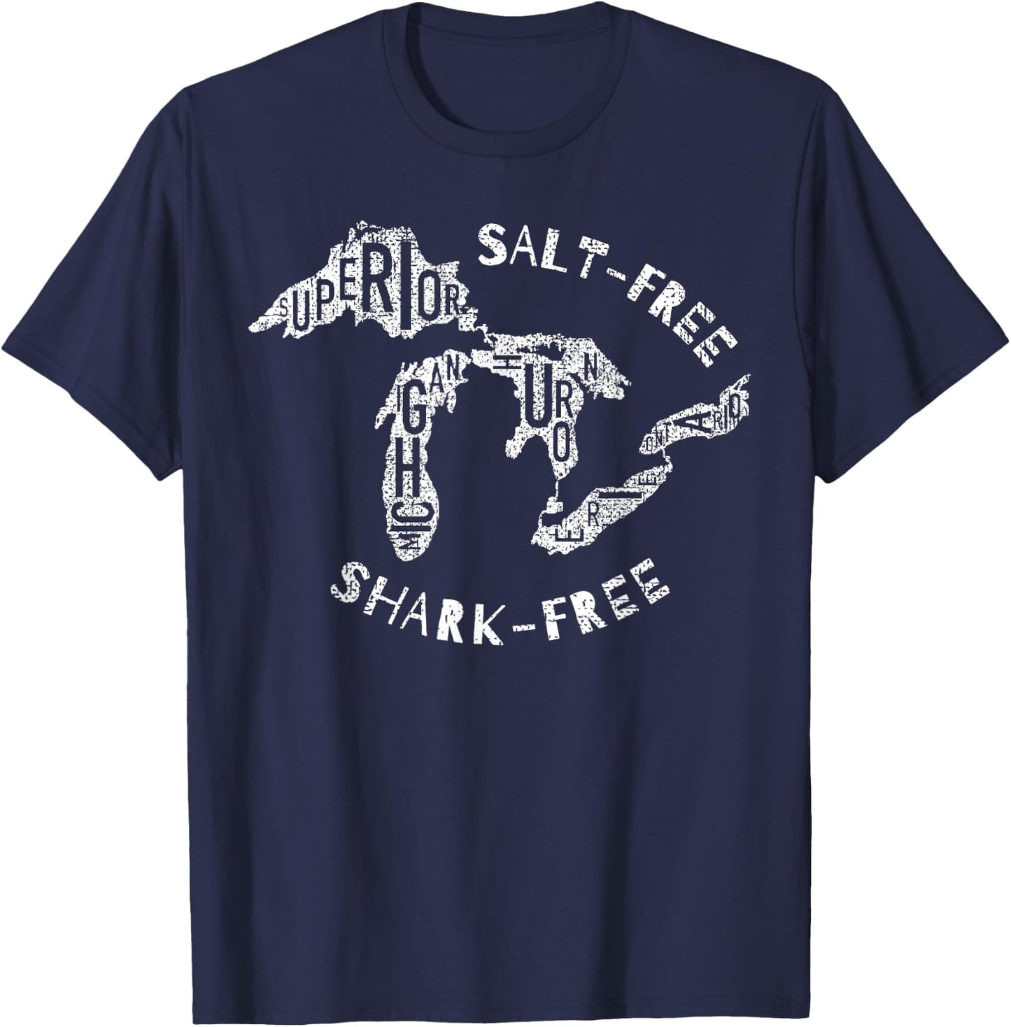Salt Free Shark Free Great Lakes T-Shirt - T-Shirt | Navy