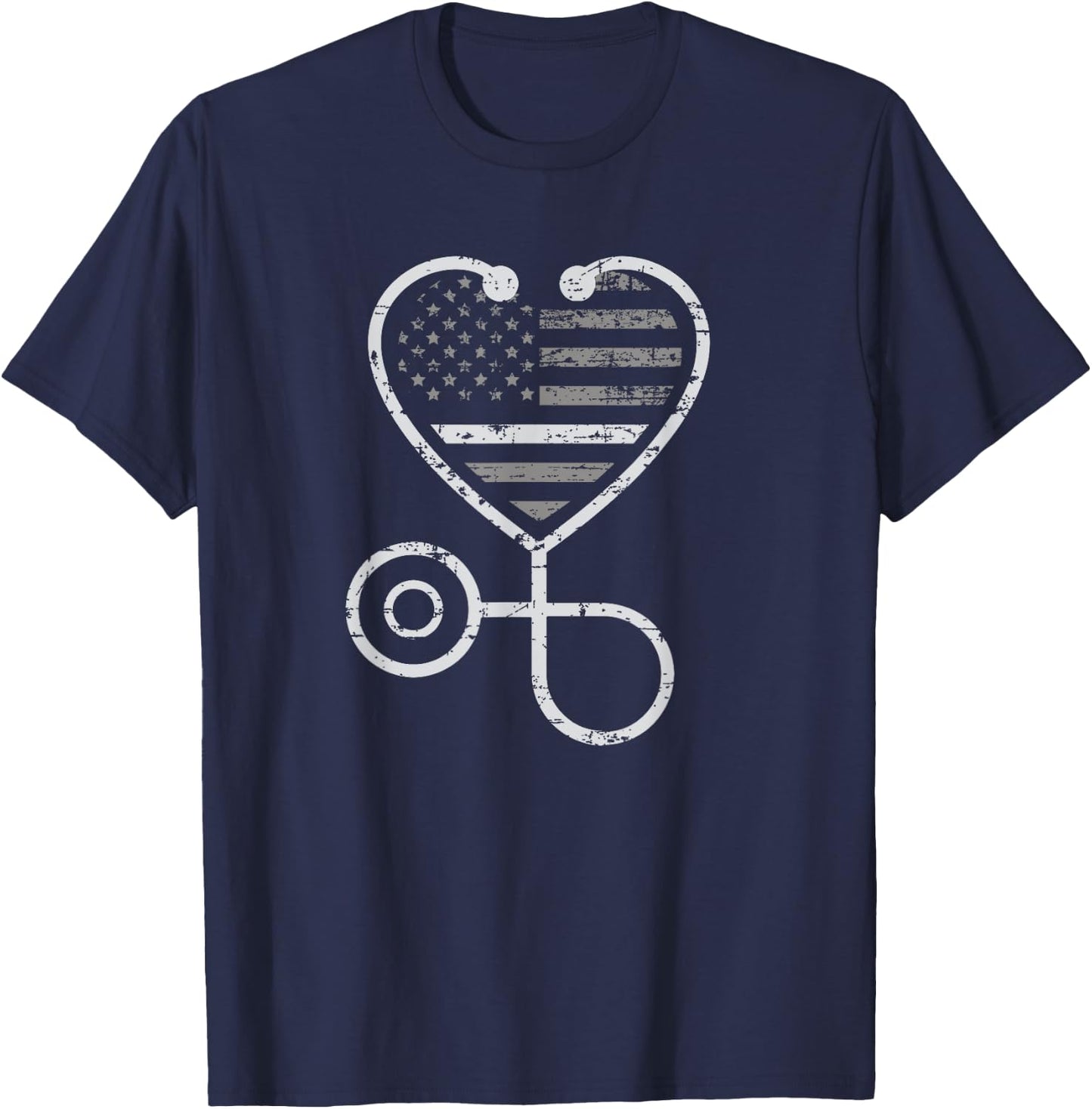 Corrections Nurse Thin Grey Line Heart Flag T-Shirt - T-Shirt | Navy