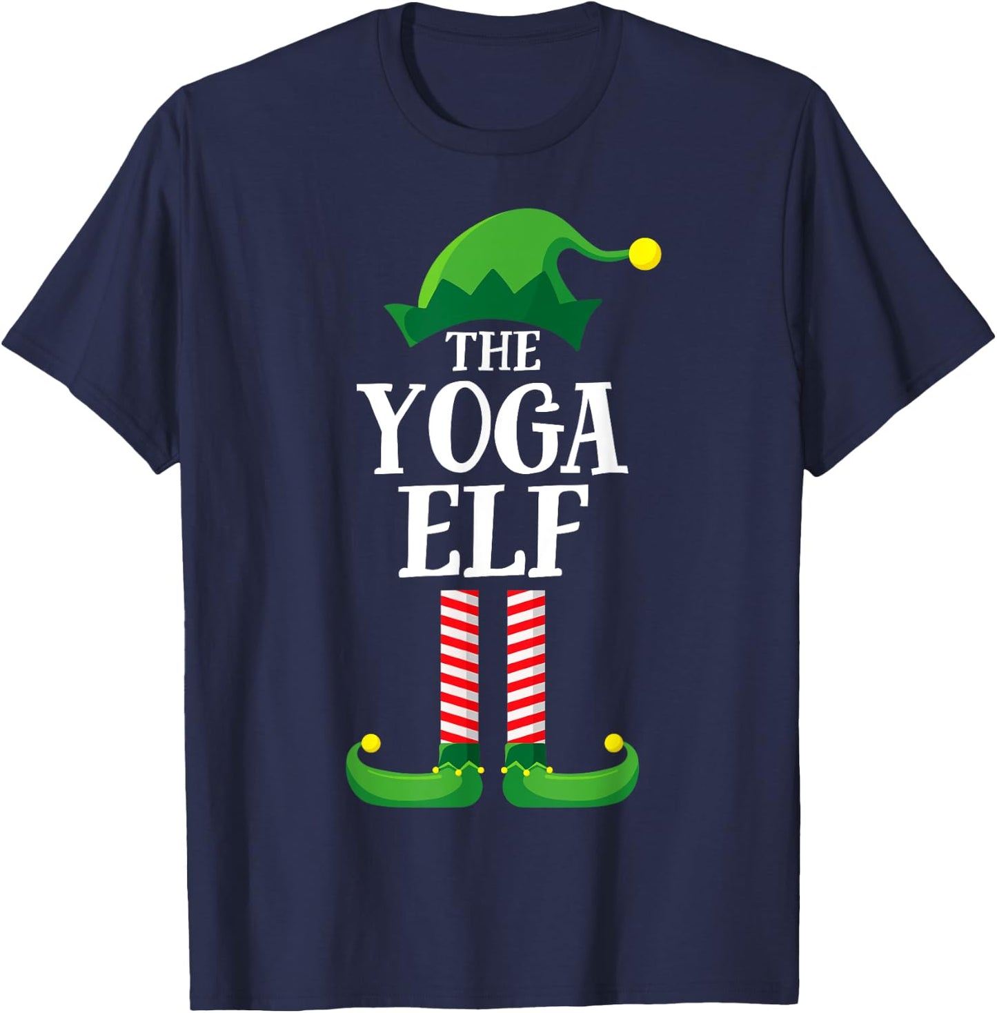 Yoga Elf Matching Family Group Christmas Party T-Shirt - T-Shirt | Navy