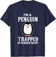 Funny Animal Designs For Kids, Men And Women I'm A Penguin Trapped In Human Body Penguin Bird Kids Black Cartoon T-Shirt - T-Shirt | Navy