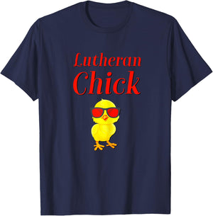 Lutheran Chick Martin Luther Rose Protestant Reformation T-Shirt - T-Shirt | Navy