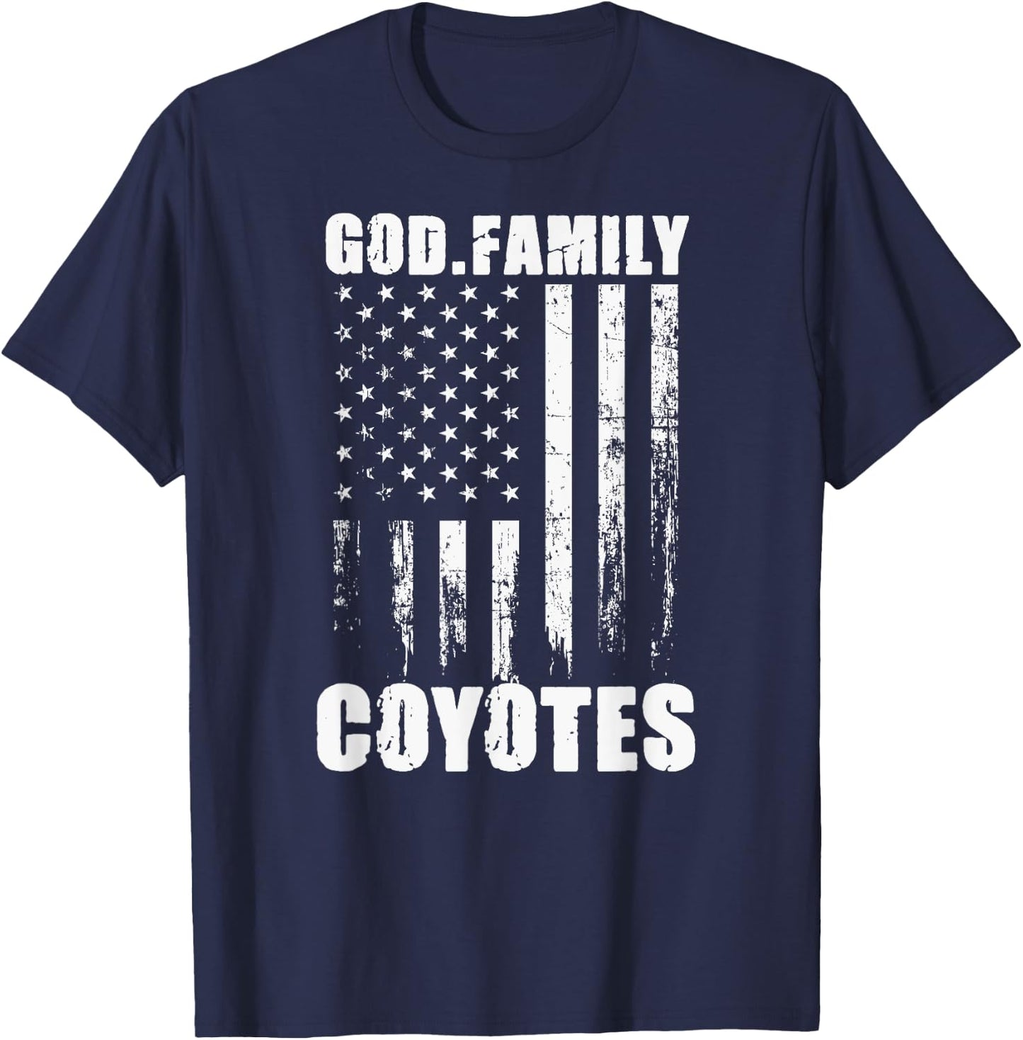 Anna Coyotes God. Family. Vintage USA Flag T-Shirt - T-Shirt | Navy