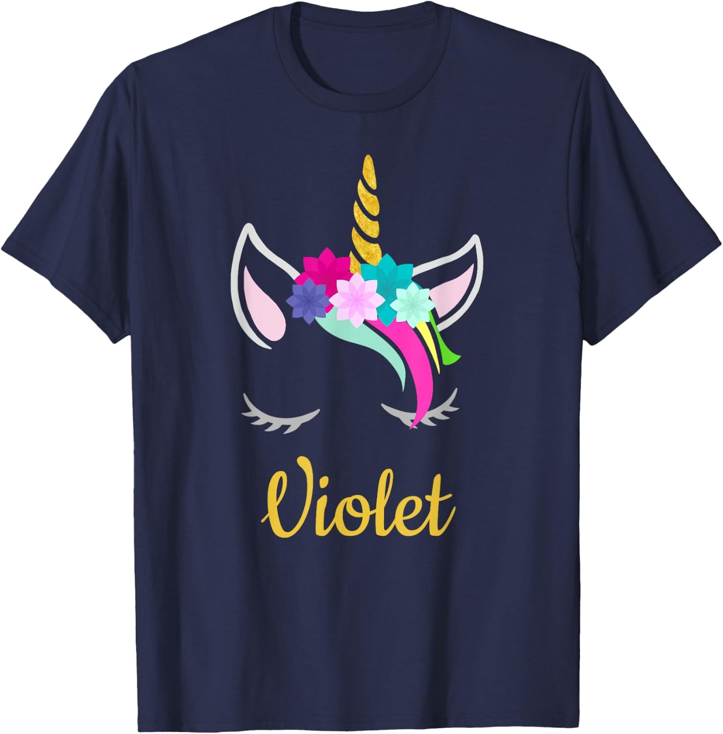 Violet Unicorn Name Shirt for Violet T-Shirt - T-Shirt | Navy