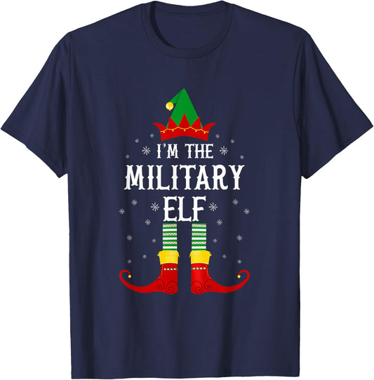I'm the Military Elf Family Group Christmas T-Shirt - T-Shirt | Navy