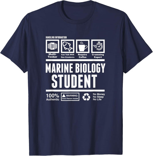 Funny Marine Biology Student Handling Information T-Shirt - T-Shirt | Navy