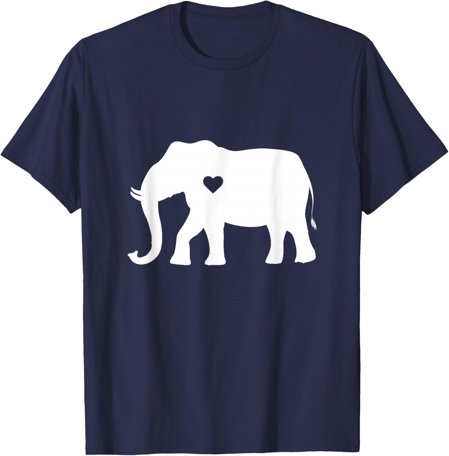 Love Elephant Heart Silhouette Gift T-Shirt - T-Shirt | Navy