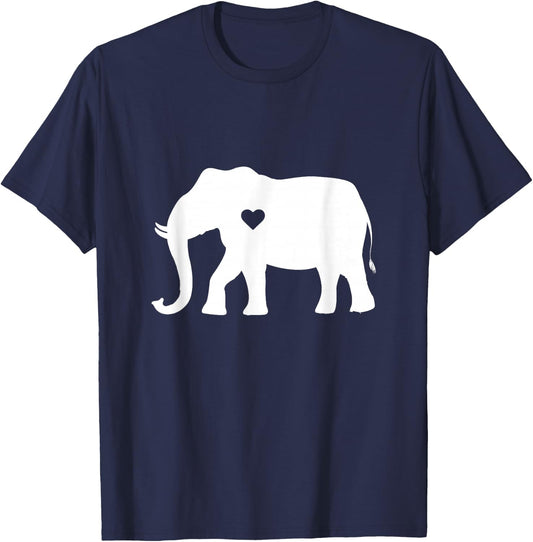 Love Elephant Heart Silhouette Gift T-Shirt - T-Shirt | Navy