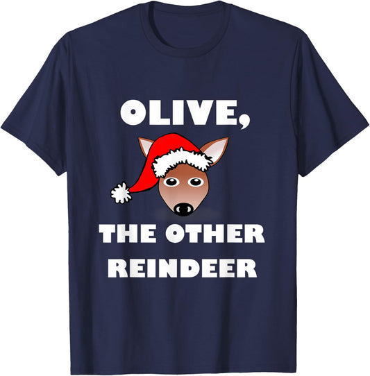 Funny All of the Other Reindeer Olive Christmas T-Shirt - T-Shirt | Navy