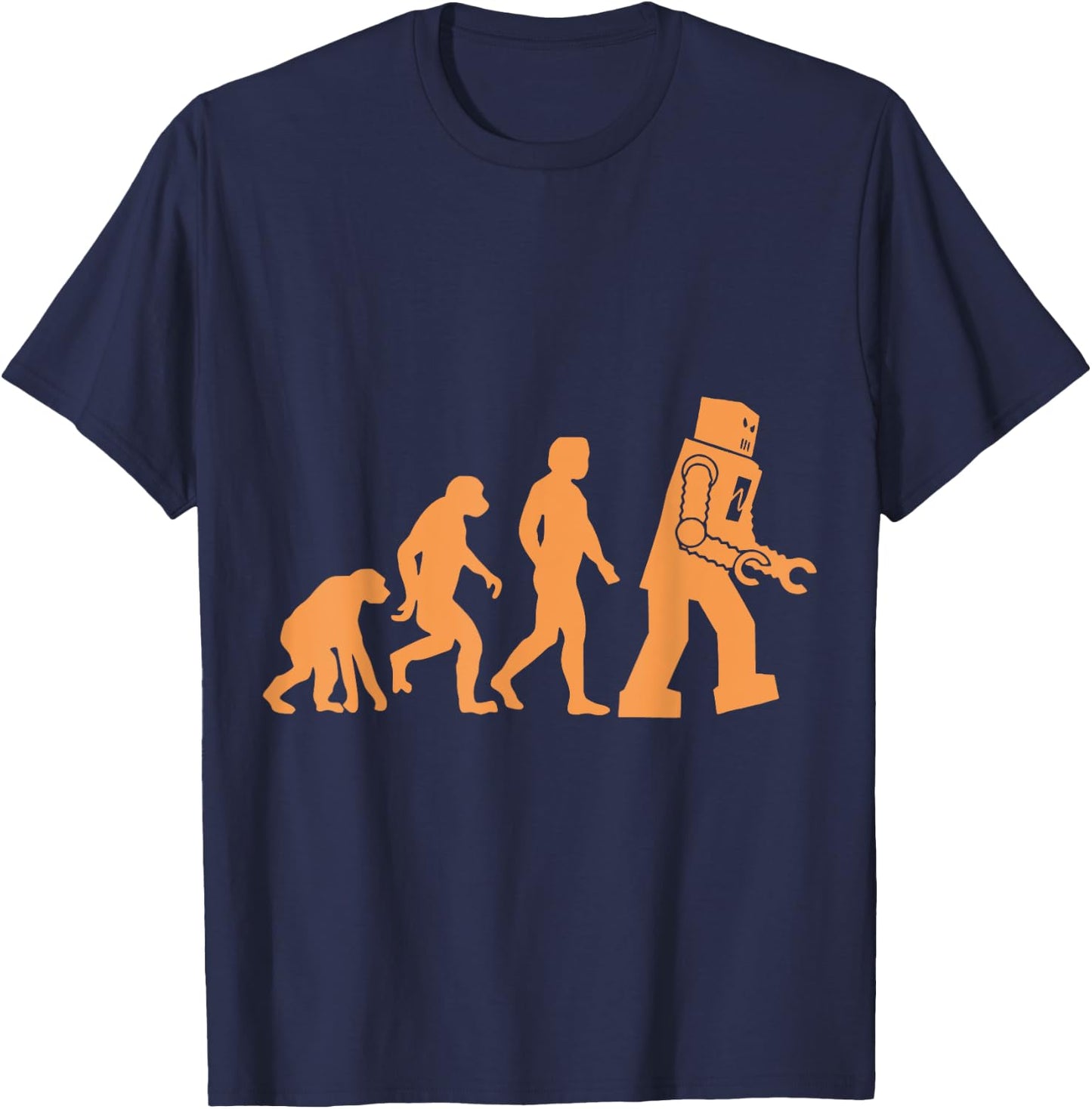 Prehistoric Ape to Monkey to Man to Robot Evolution T-Shirt - T-Shirt | Navy