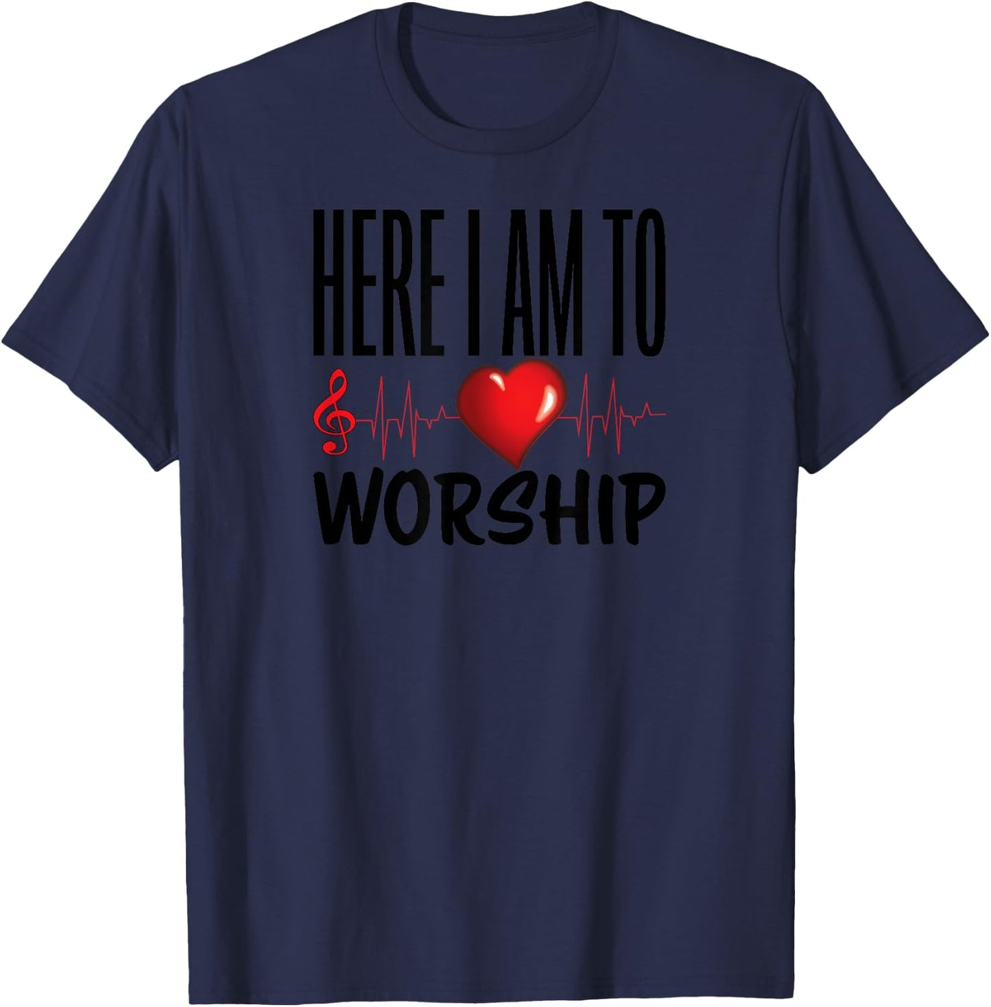 Christian Here I am Worship Jesus Love Christians T-Shirt - T-Shirt | Navy