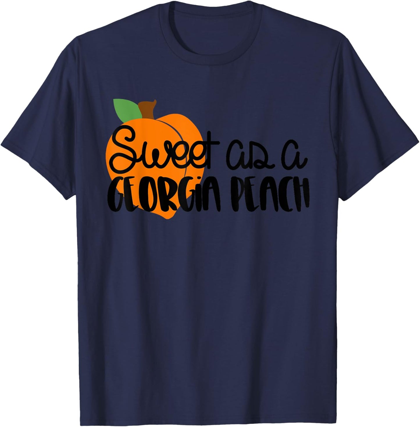 Sweet as a Georgia Peach t shirt with bright peach T-Shirt - T-Shirt | Navy