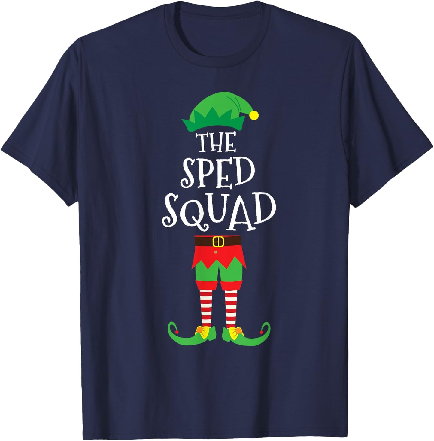 SPED Squad Elf Teacher Matching Christmas Party Pajama T-Shirt - T-Shirt | Navy
