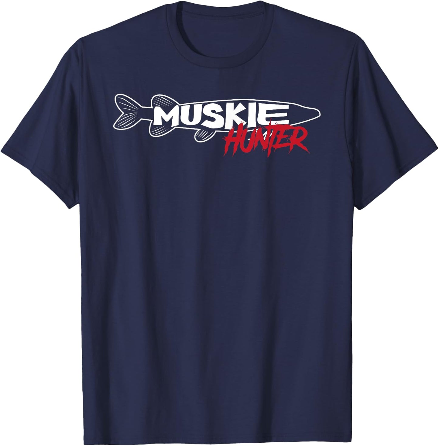 Muskie Hunter Shirt | Cute Esox Musky Fishing Lovers Gift T-Shirt - T-Shirt | Navy