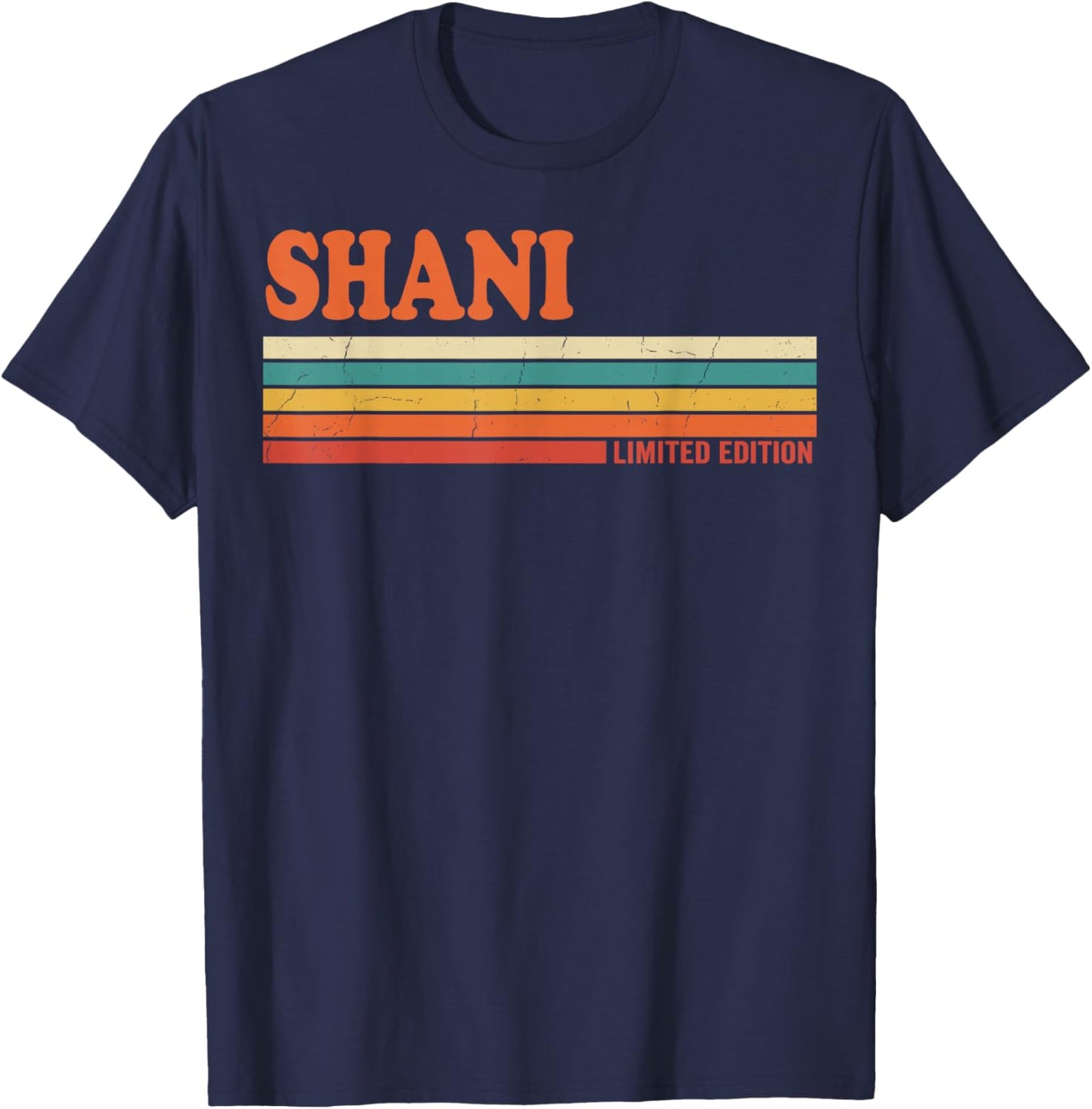 Shani Retro Personalized First Name Vintage Stripes T-Shirt - T-Shirt | Navy