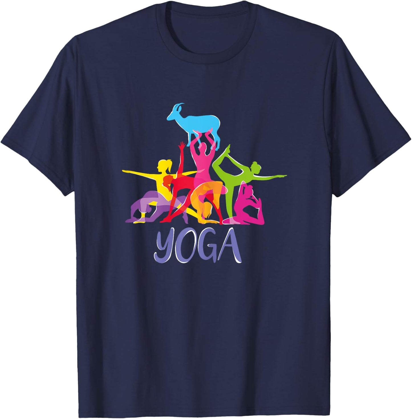 Yoga Goat Funny Farming Sport Shirt. Downward Face Pose T-Shirt - T-Shirt | Navy