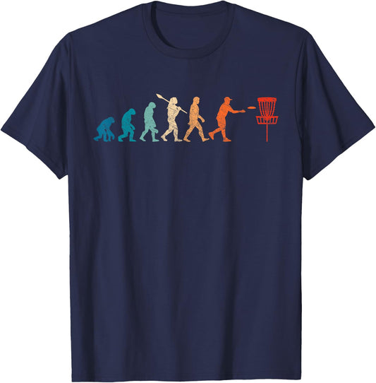 Vintage Evolution Disc Golf Funny Lucky Golfing Golf Lovers T-Shirt - T-Shirt | Navy