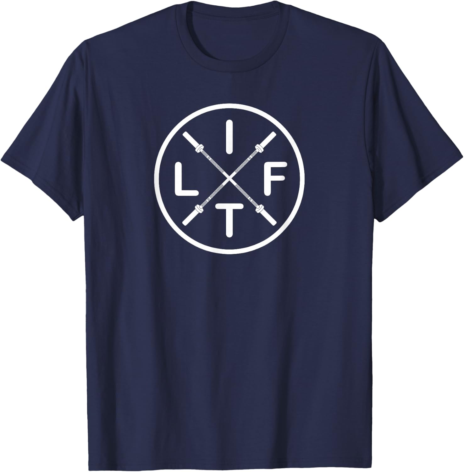 LIFT Weightlifting Fitness Barbells Crossed Circle T-Shirt - T-Shirt | Navy