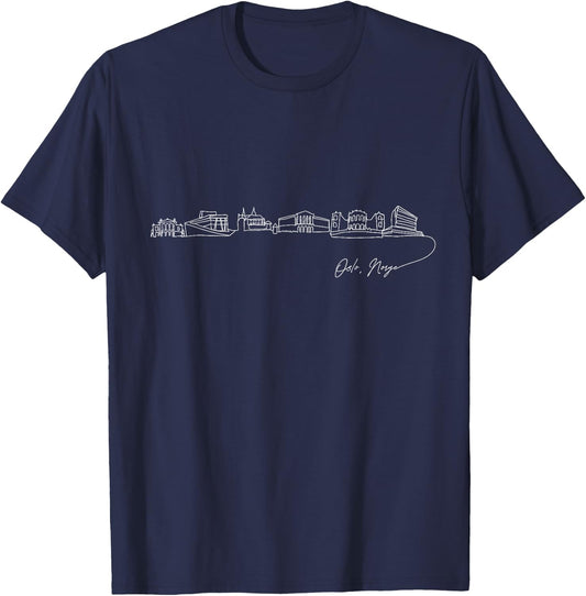 Signature Oslo City Skyline - Norway Souvenir T-Shirt - T-Shirt | Navy