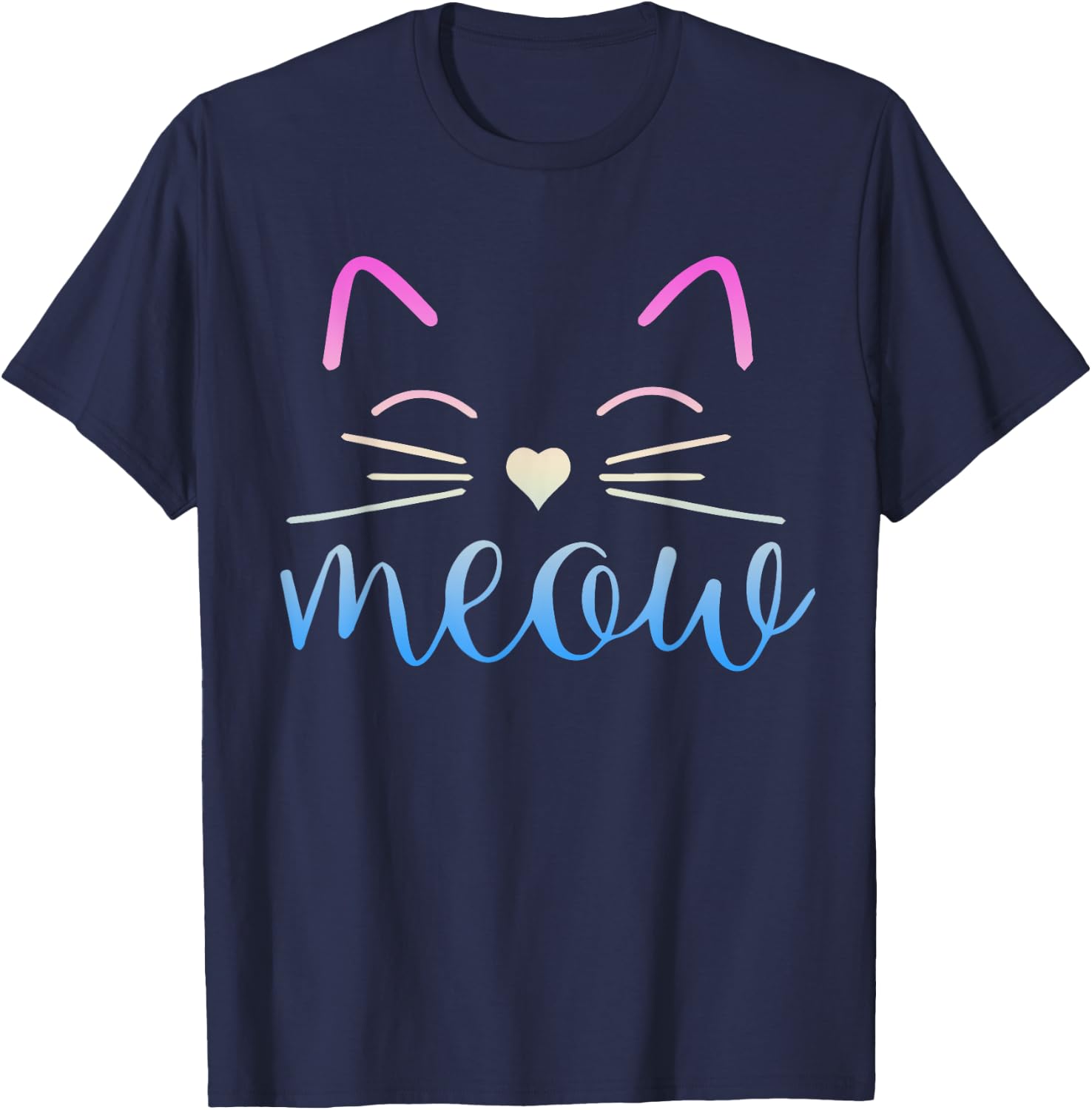 Meow Cute Cat Face Funny Quote for Cat fans T-Shirt - T-Shirt | Navy