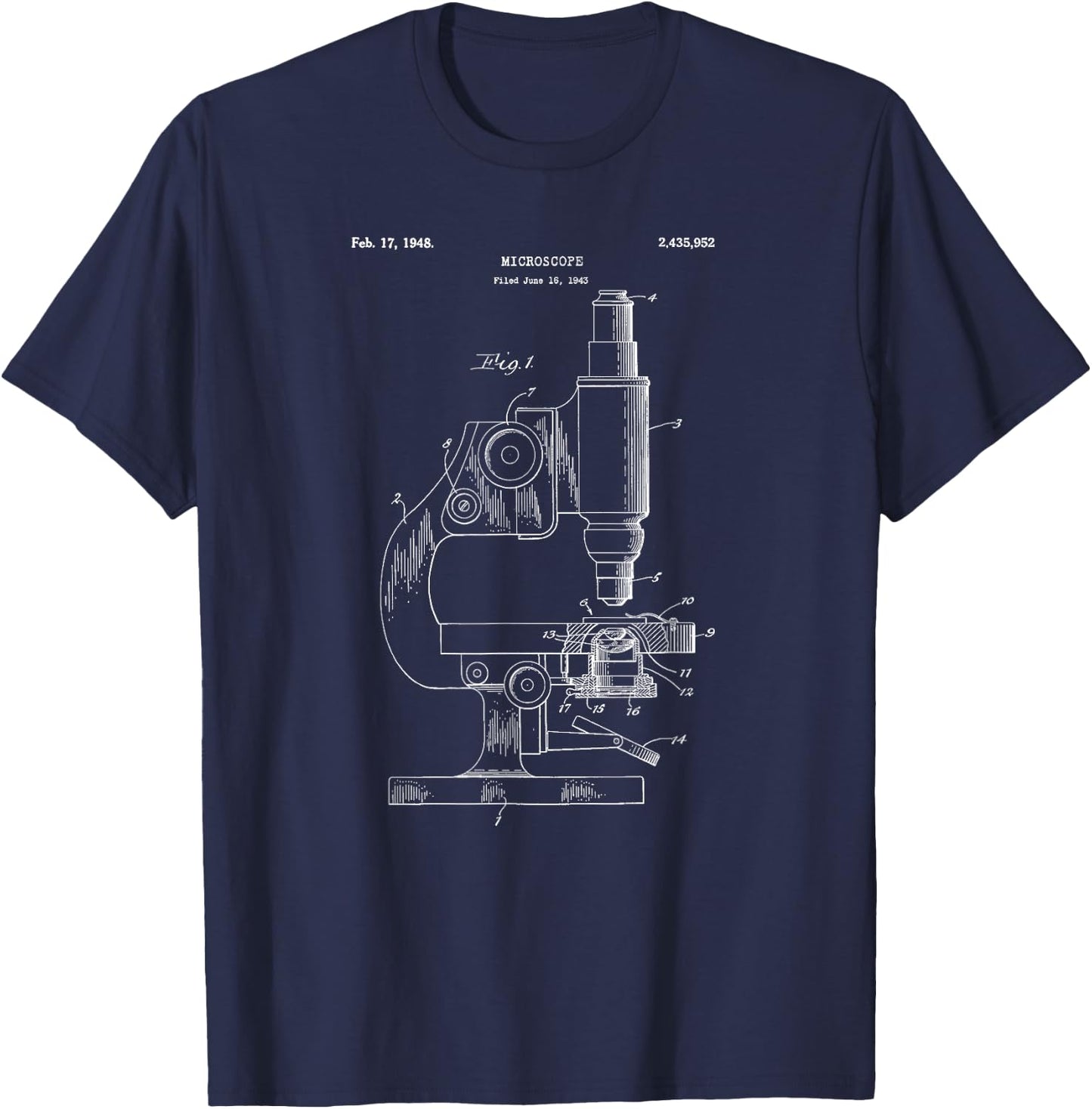 Vintage Science Microscope Blueprint Shirt - Scientist T-Shirt - T-Shirt | Navy