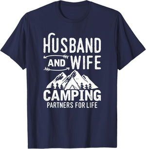 Husband And Wife Camping Partner For Life T-Shirt - T-Shirt | Navy