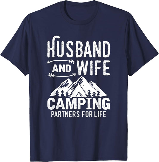 Husband And Wife Camping Partner For Life T-Shirt - T-Shirt | Navy