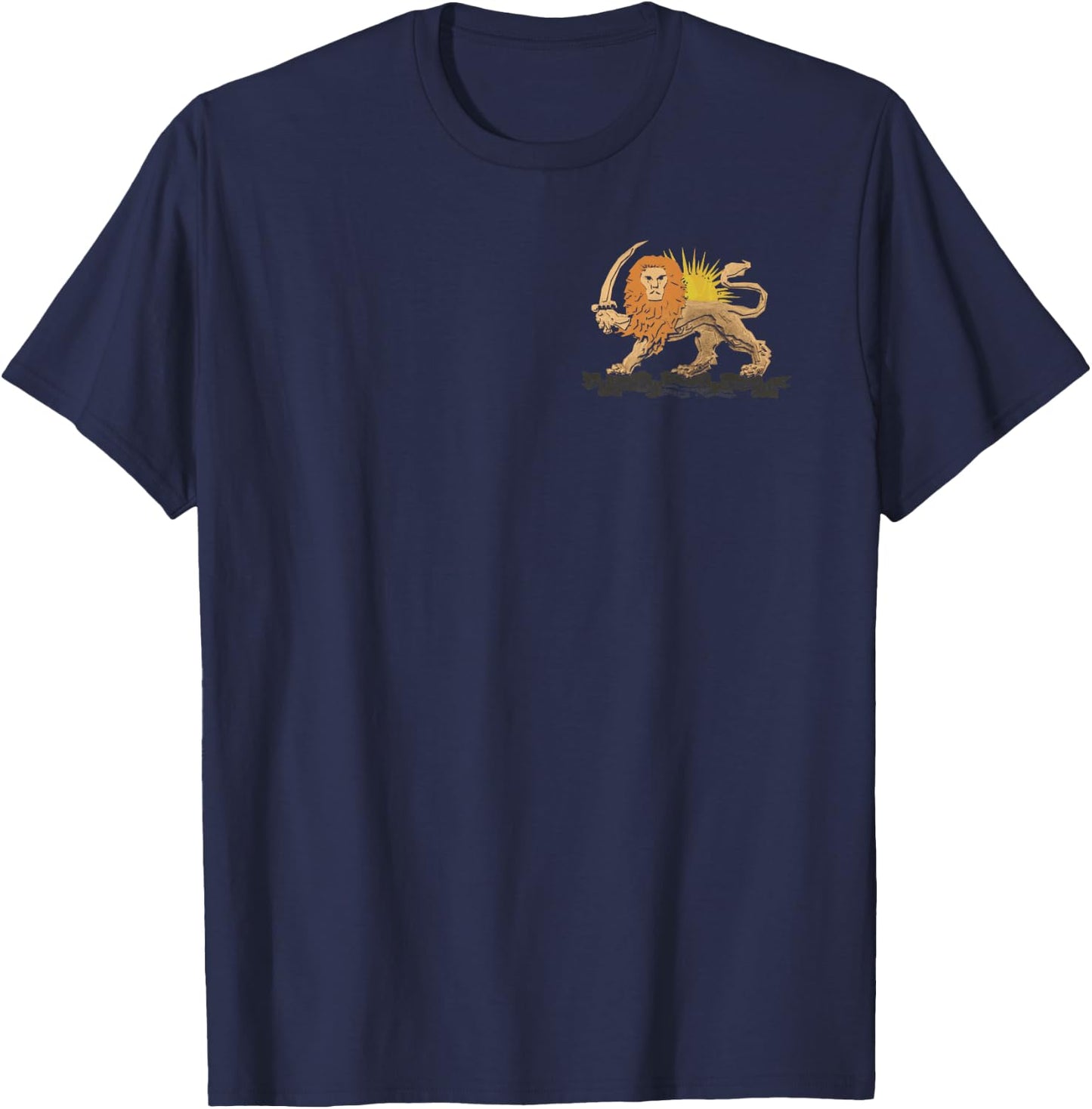 Shir o Khorshid Persian Lion Sun Emblem Iran Side T-Shirt - T-Shirt | Navy