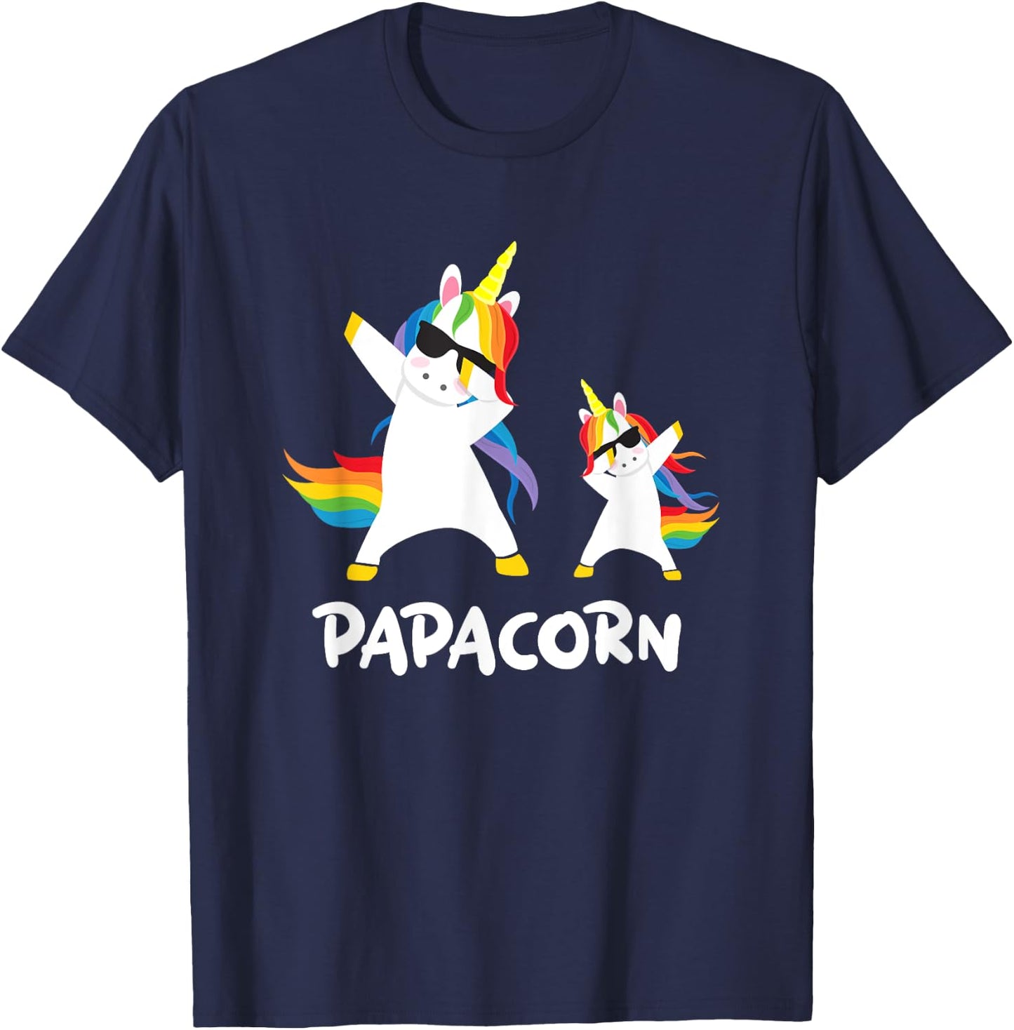 Funny Grandpa Dad Papa Unicorn Papacorn Dab Dabbing T Shirt T-Shirt - T-Shirt | Navy