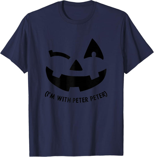 Im With Peter Couple Halloween Adult Women Her Eater Pumpkin T-Shirt - T-Shirt | Navy