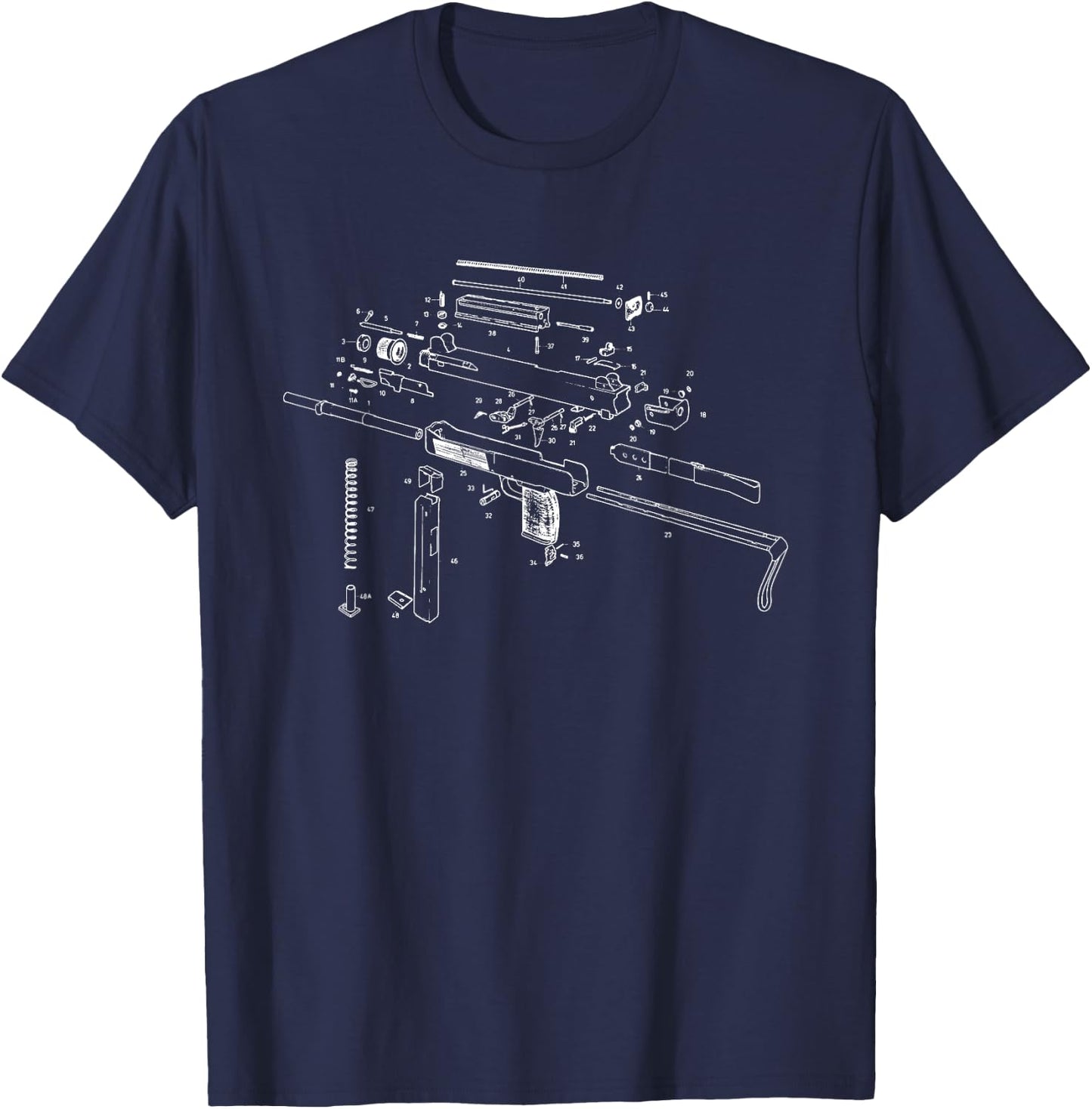 Uzi Schematic Diagram Shirt T-Shirt - T-Shirt | Navy
