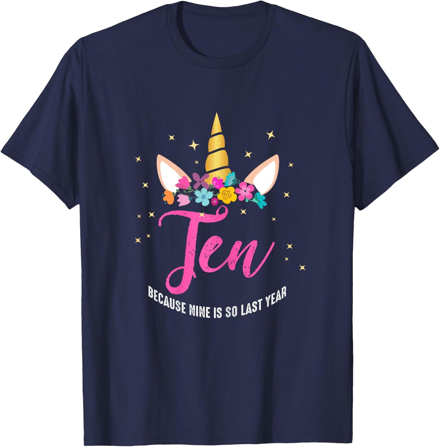 10 Years Old Birthday Girl Gifts Unicorn 10th Birthday T-Shirt - T-Shirt | Navy
