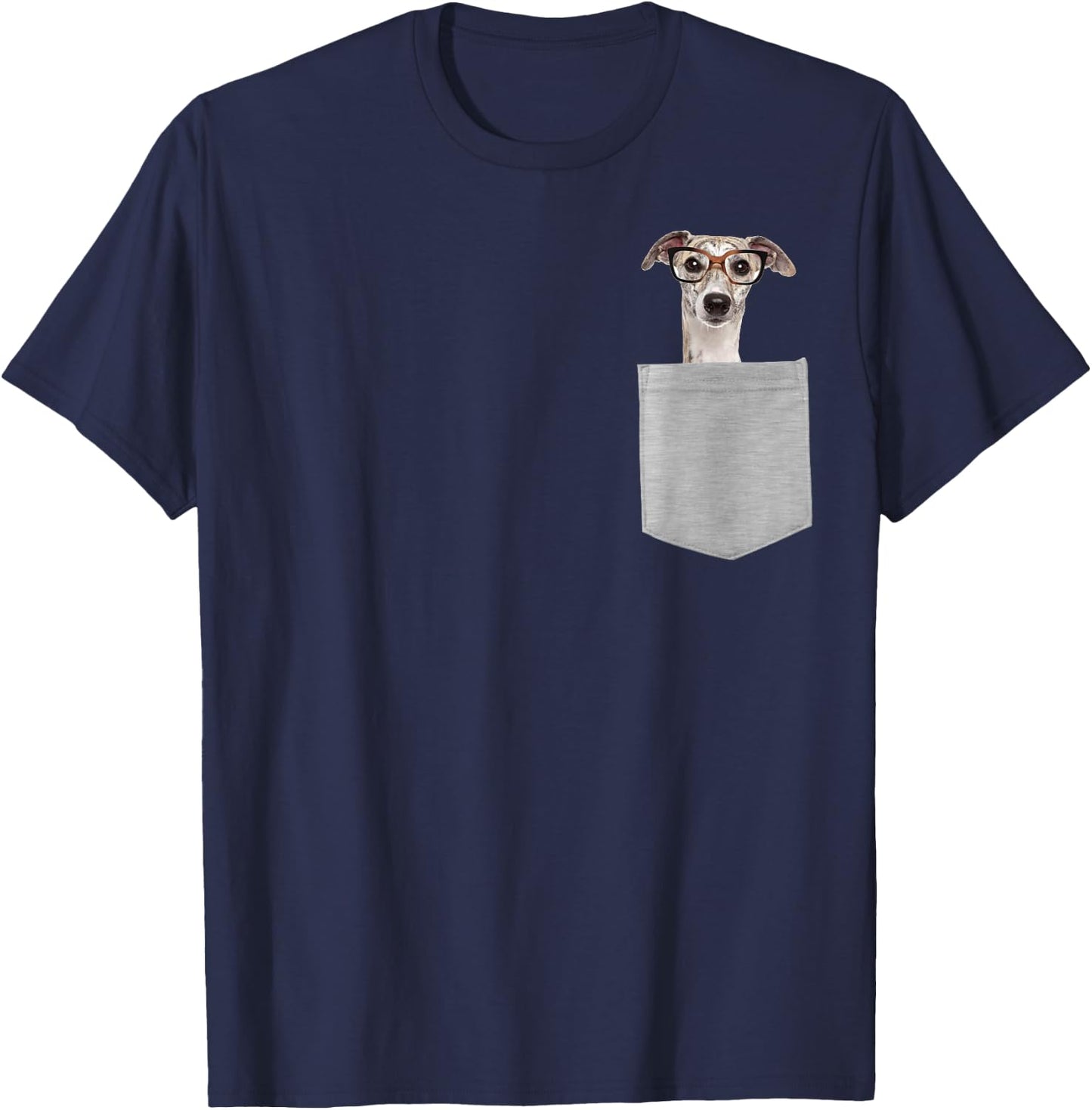Dog in Your Pocket Greyhound with Glasses on Women Girls Kids T-Shirt - T-Shirt | Navy