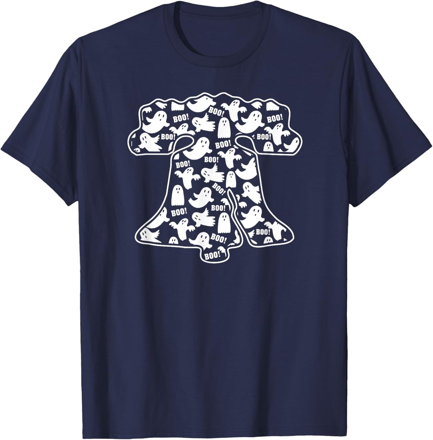 Funny Philadelphia Halloween Ghost Boo Bell Philly Fan Fall T-Shirt - T-Shirt | Navy