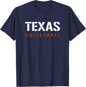 Texas Volleyball Block Style T-Shirt - T-Shirt | Navy