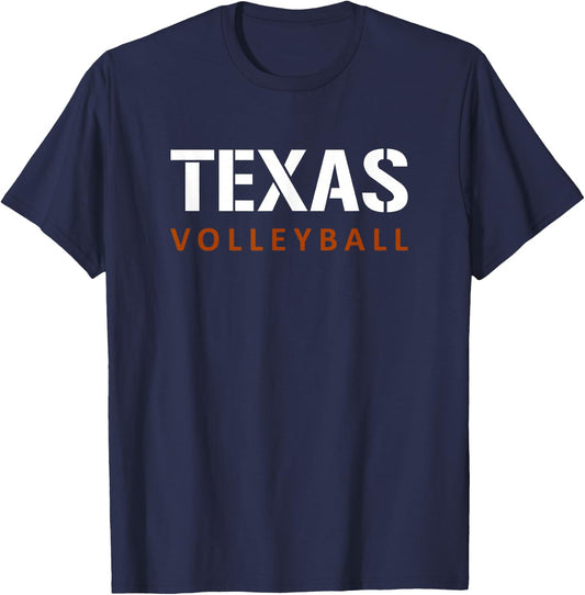 Texas Volleyball Block Style T-Shirt - T-Shirt | Navy