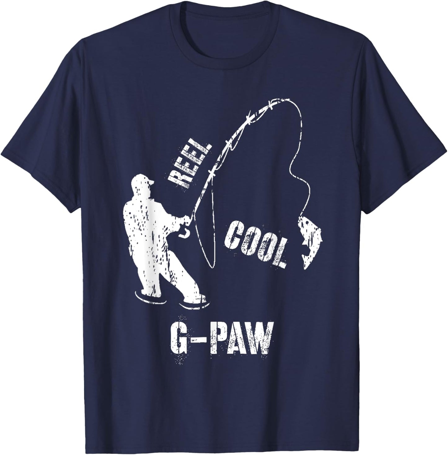 Vintage Reel Cool G-Paw Fishing Fisherman Grandfather Gift T-Shirt - T-Shirt | Navy