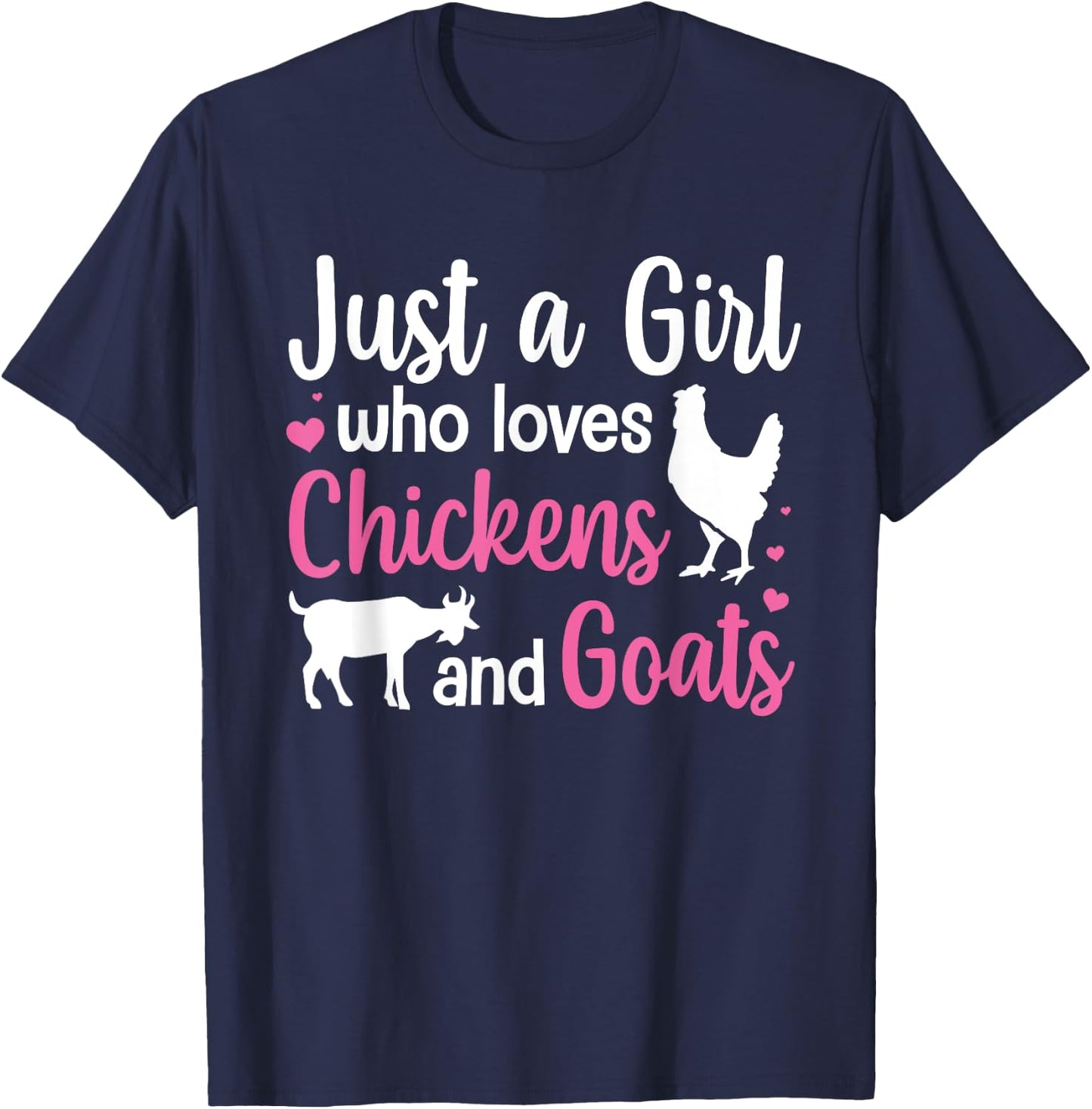 Cool Chicken Goat Design Girls Pygmy Goat Lover T-Shirt - T-Shirt | Navy