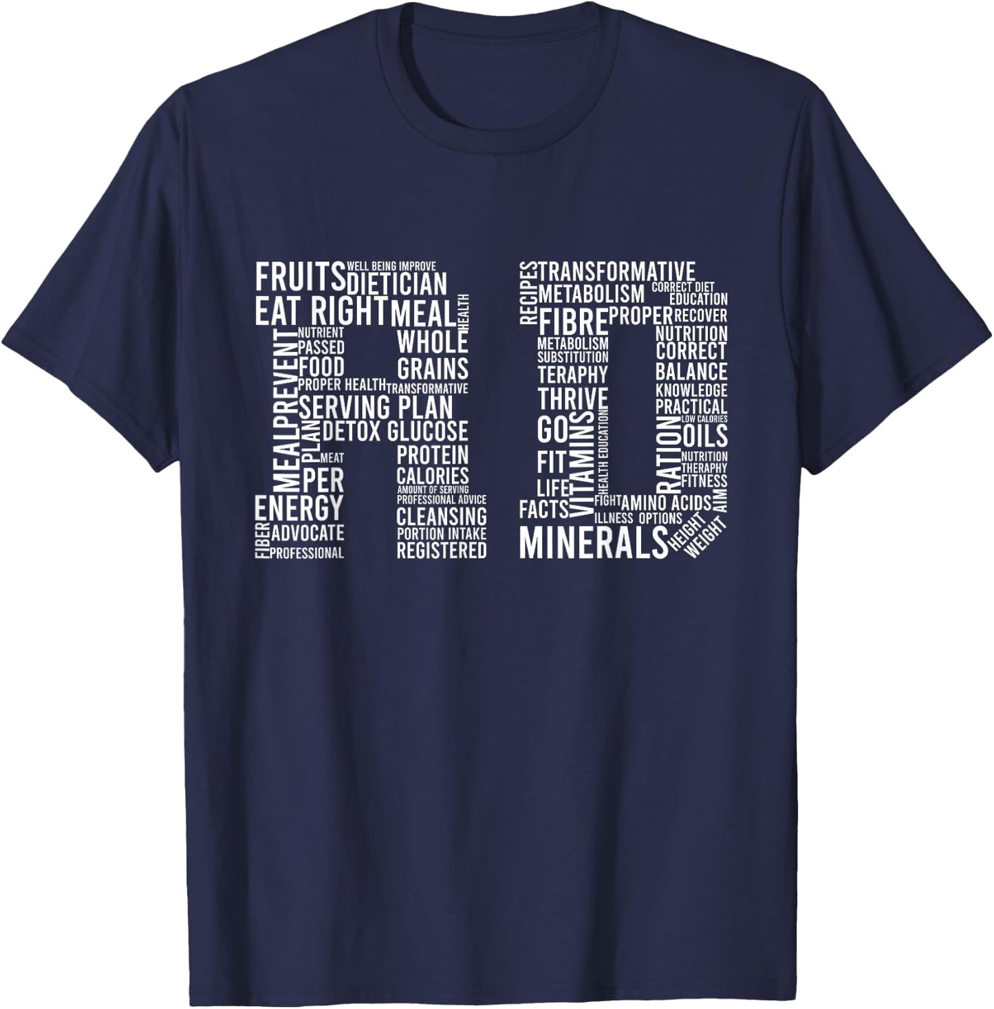 RD Words Registered Dietitian Dietician Nutrition Food Gift T-Shirt - T-Shirt | Navy