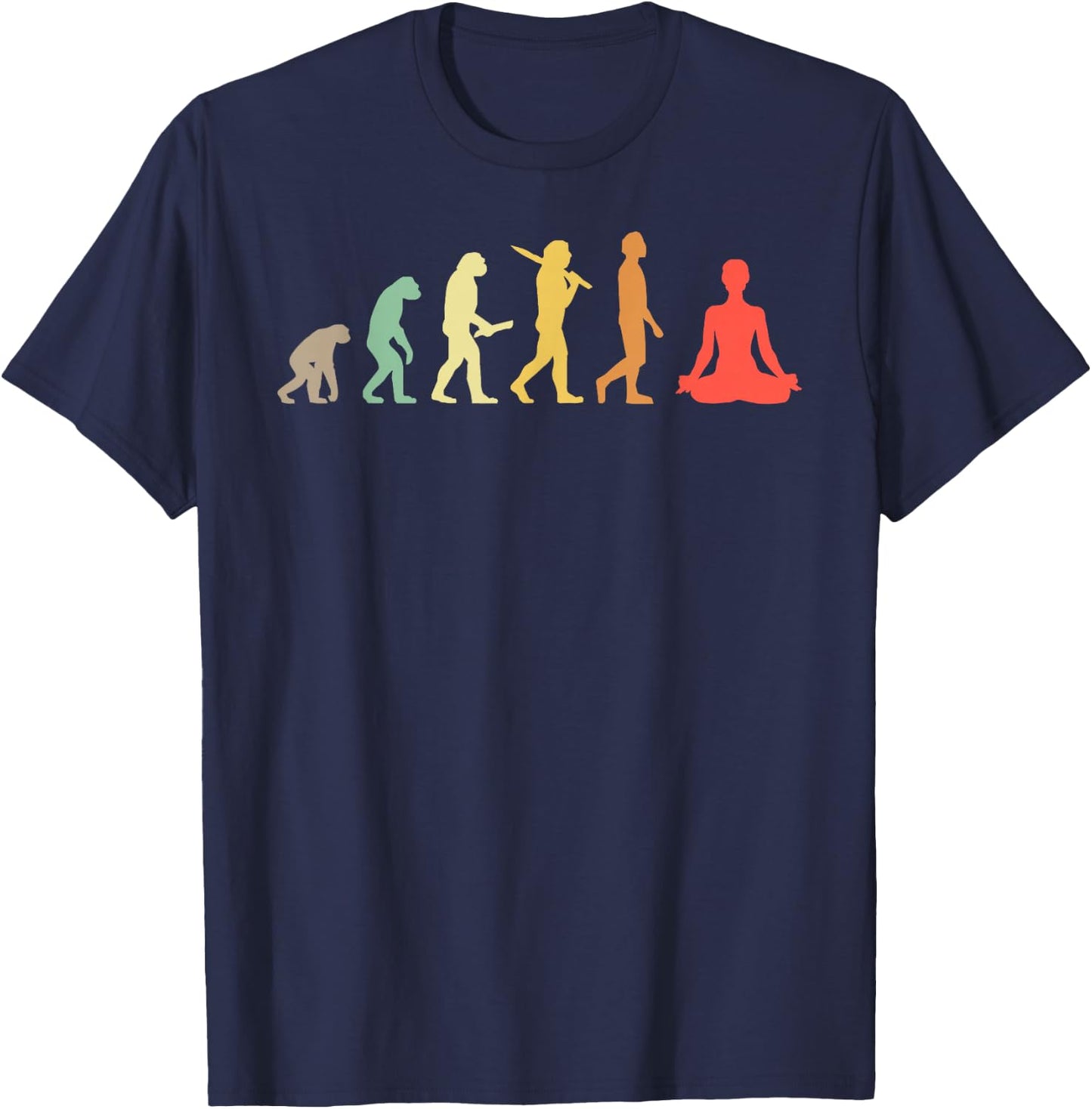 Retro Yoga Evolution Gift Yogis & Yoga Lovers T-Shirt - T-Shirt | Navy