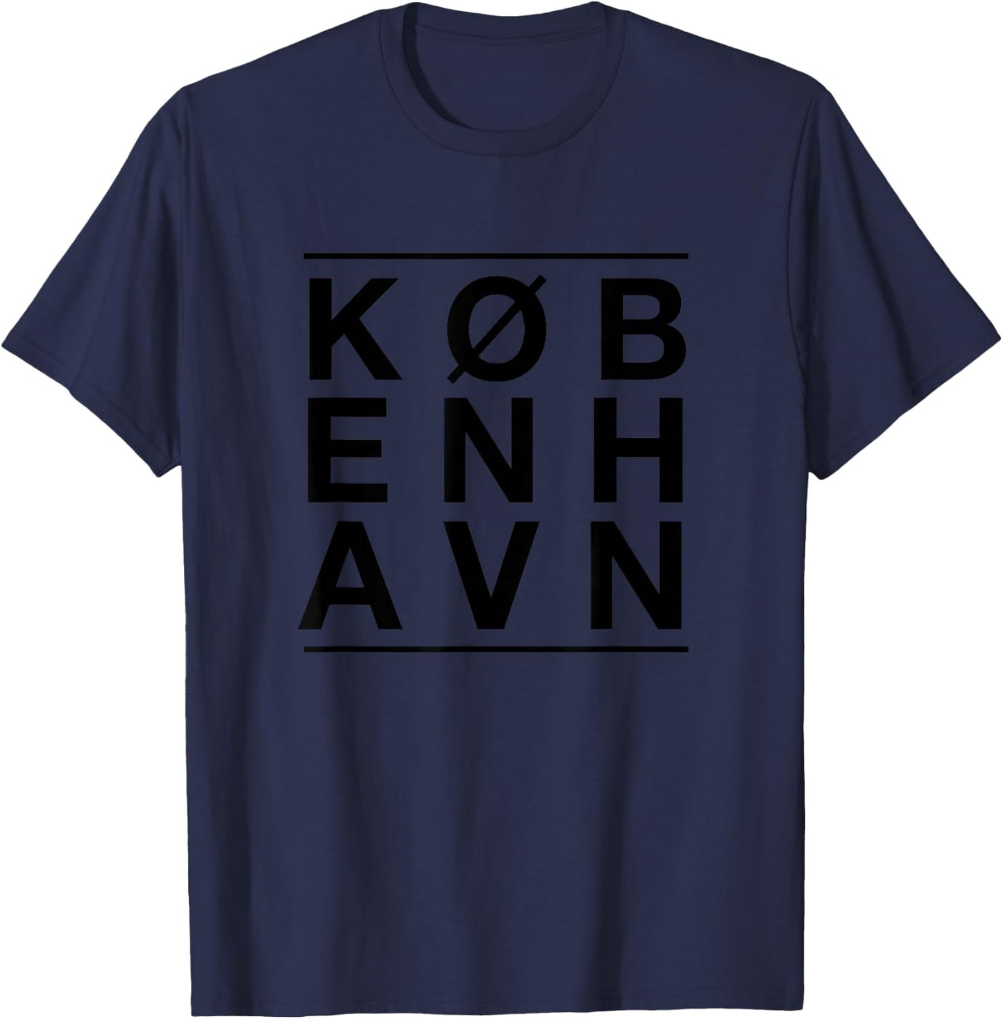 Copehagen Denmark designs , -Adults, Grey, Small, Short Sleeve, , Modern, Nordic Print, Stretchable Fabric T-Shirt - T-Shirt | Navy