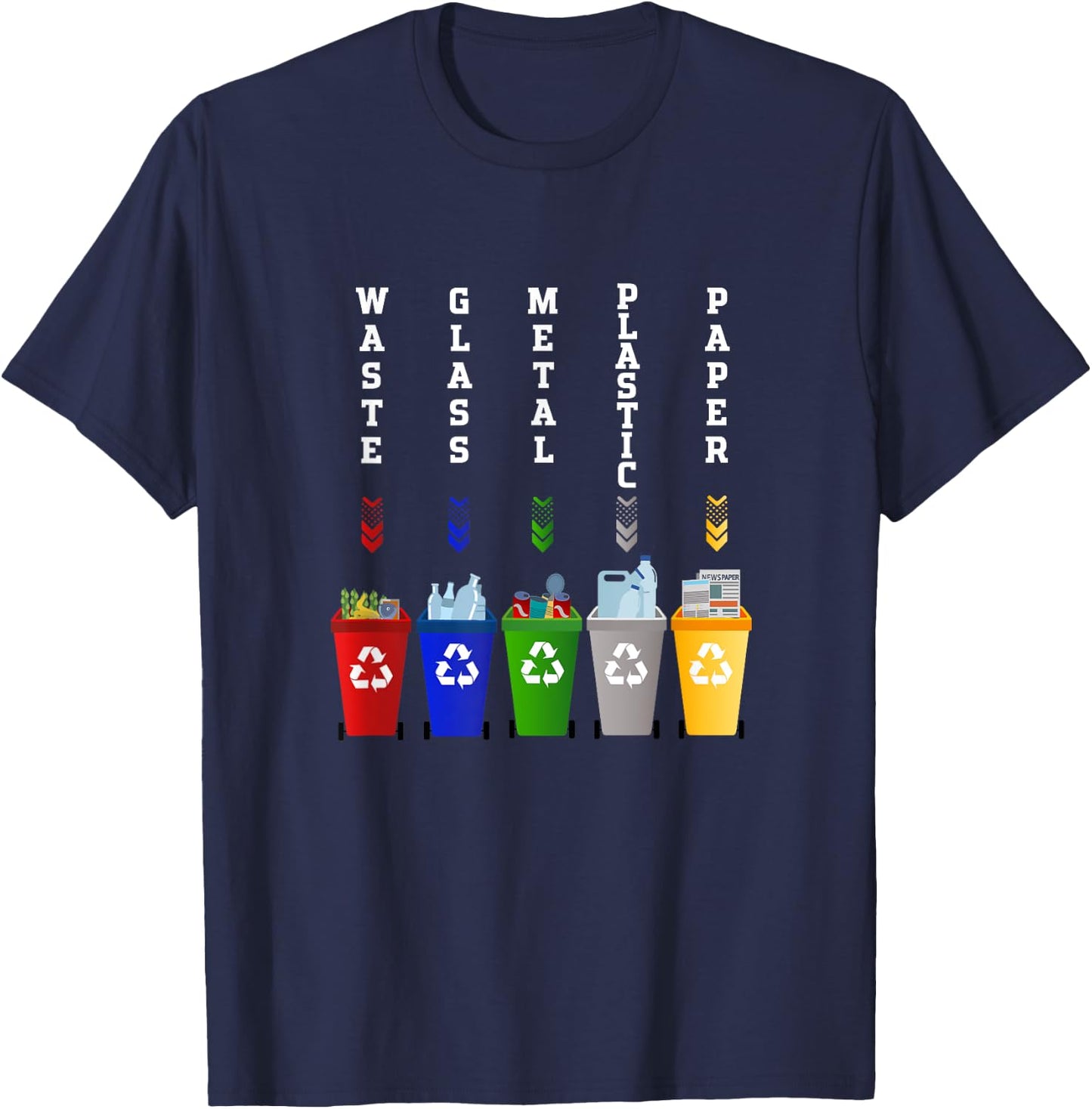 Recycling Trash Sorting bins T-Shirt - T-Shirt | Navy
