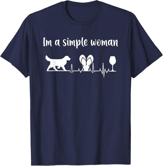 Im a simple woman Labrador Wine Flip Flops Dog EKG Gift T-Shirt - T-Shirt | Navy