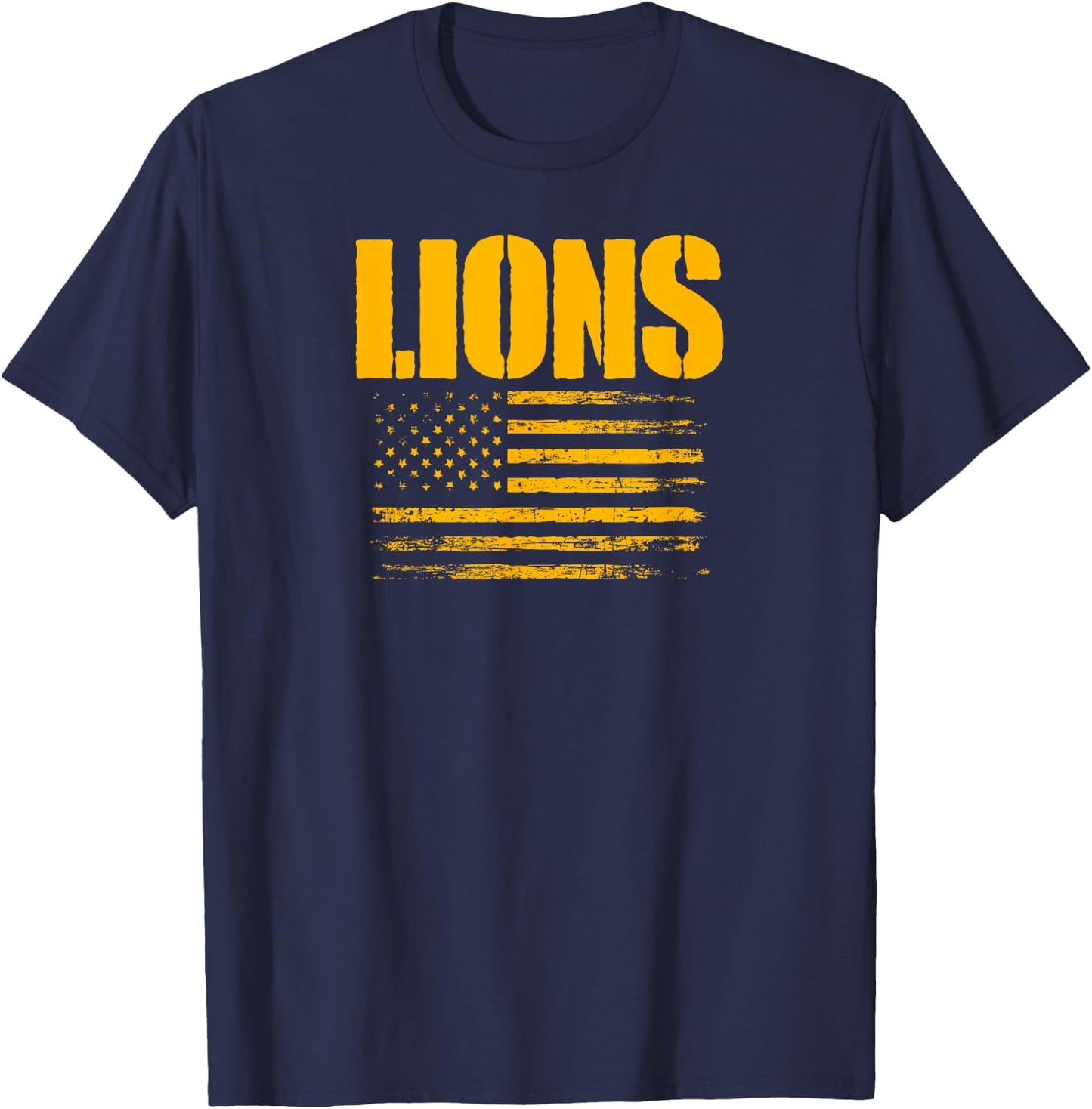 Lewisville Lions USA Flag Pride T-Shirt - T-Shirt | Navy