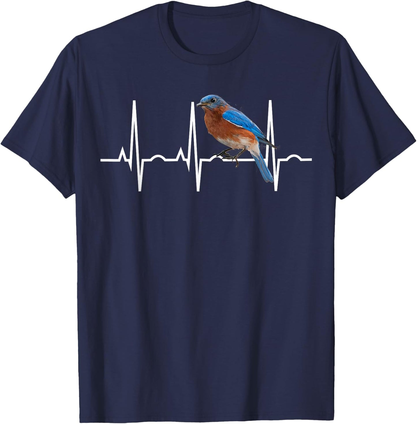Bluebird Shirt - Bluebird Heartbeat Gift Birders T-Shirt - T-Shirt | Navy